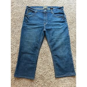 ARIAT size 42 (Inseam 25.75") JEANS- REBAR M4 Low Rise Boot Cut Denim HEMMED H23